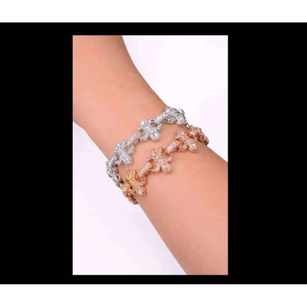 Silver Round Brilliant Cut Moissanite Bracelet Multi Color Floral Design Luxury Sparkling Premium Jewelry Elegant Gift for Women