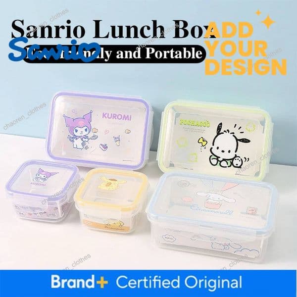 Designer 300/900Ml Saniro Kuromi Cinnamoroll Lunch Box Cartoon Eco-Friendly Bento Box Tableware Food Storage Container Portable