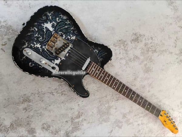 New Vintage Black Paisly Electric Guitar Rosewood fingerboard,Black Dot Inlay,Chrome Hardware
