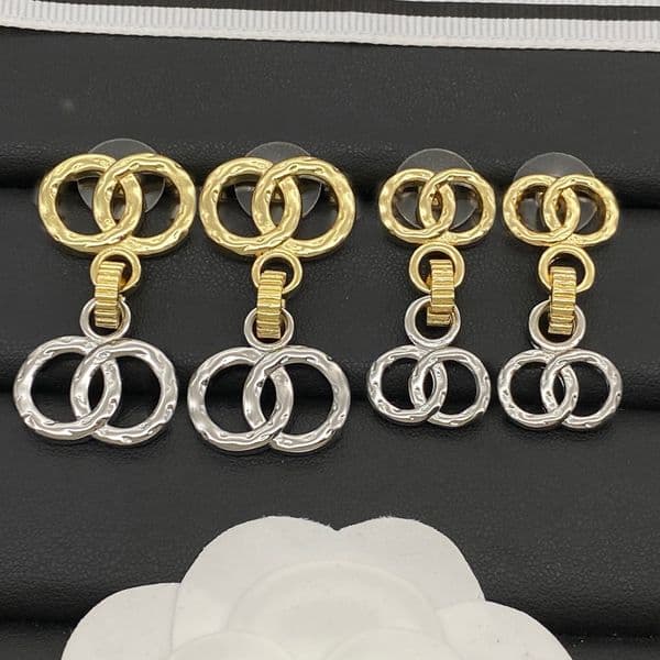 Big Small Earrings Silver Long Designer Ear Stud Real Gold Brass Round Letter Earring Fashion Women Elegance Wedding Party Jewelry Accessories Back Stamp