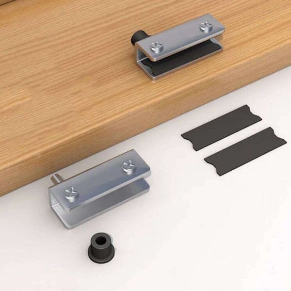 2X Door Hinges Stainless Steel Display Cabinet Hinge No Drilling Fits For 5-6mm Glass Sliver Black