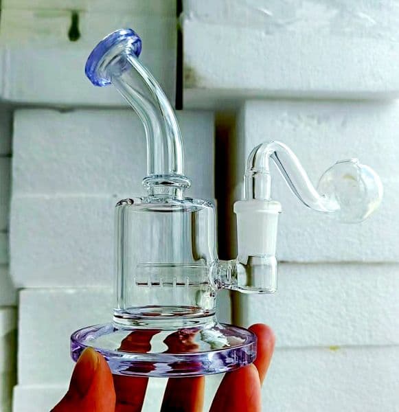 Small Glass Bong Water Pipes Bubbler Hookahs Smoking Glass Pipe Mini Glass Water Bongs With 14mm banger 5.9''