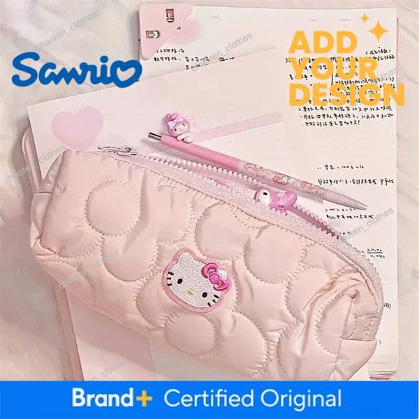 Designer Kawaii Hello Kitty Pencil Pouch Large Capacity Pen Case Cute Kt Cat Cosmetic Bag Girls Student Supplies Stationery Gifts New Luxury Goods