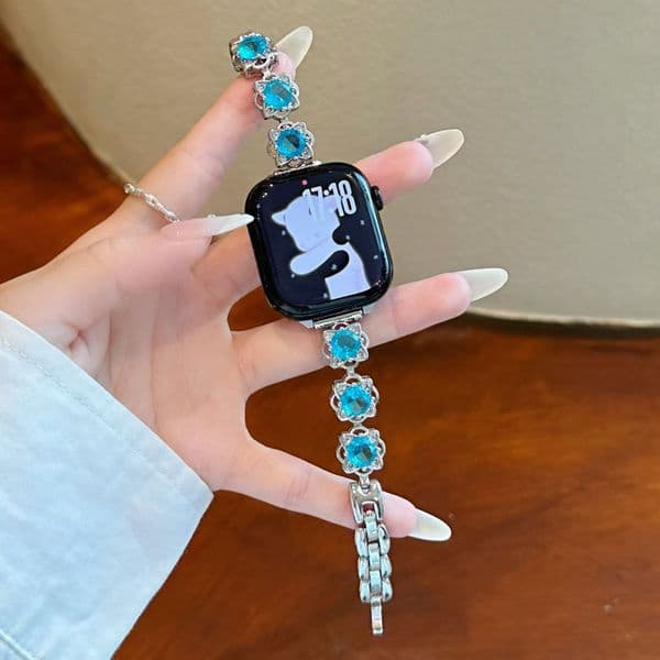Dressy Metal Diamond Watch Bracelet for Apple Watch Band42/46/38/40/41/44/45/49mm Luxury Copper Wristband for iWatch S11 10 Ultra 9 8 7 6 SE 5 4 3 Correa Repleacement