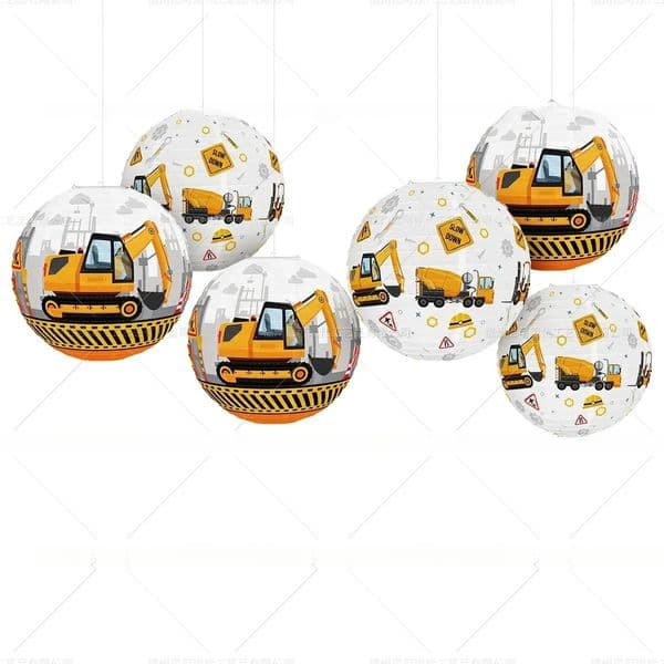 Vehicle Pendants Kids Boys Construction Lantern Happy Engineering Theme Birthday Party Decor