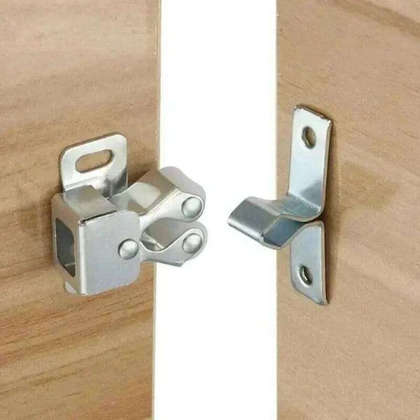 Touch Bead Press-Fit Door Lock: Magnetic Dual-Wheel Spring Buckle for Home Wardrobes & Low Foot Cabinets