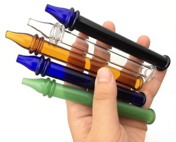 Wholesale Colorful 12cm mini hookahs glass collector Straw pipe Thick heady glass filter tips glass tube smoking hand pipes