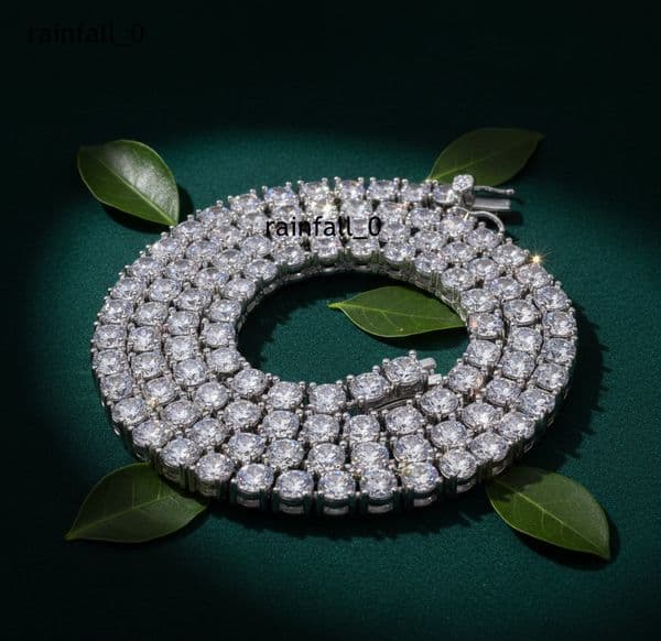 Fine Jewelry Aniva NK2633 925 Silver Lab Grown Diamond Tennis Necklace Chain Custom Unisex Iced Hip Hop Trendy Valentine Gifts