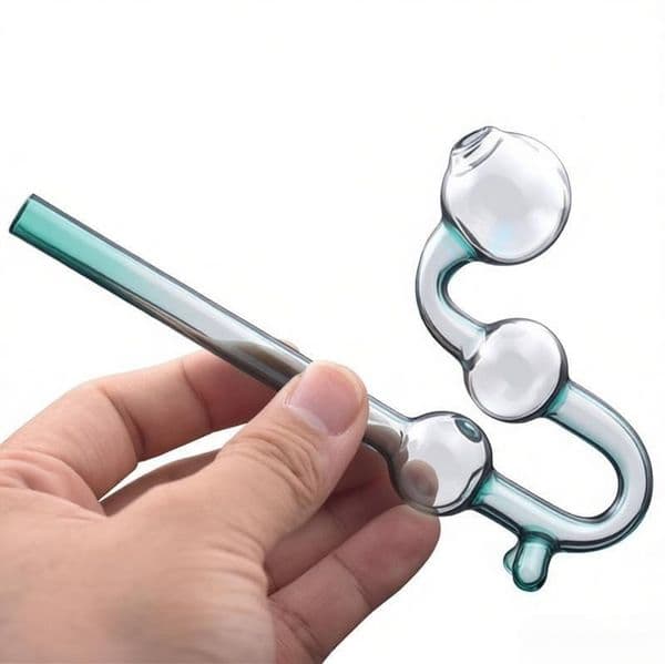 Colorful U Style Cuved Glass oIl burner Pipe Thick heady Snake Shape hand straw pipes With 3 Balls for Smoking Pipes wth balance dot