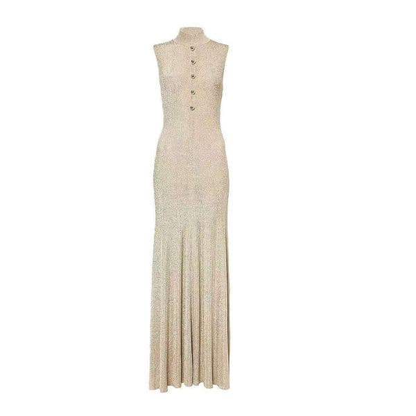 2026 Autumn/Winter A12 New Designer Women's Fashion Half High Collar Slimming Sleeveless Long Elegant Dress