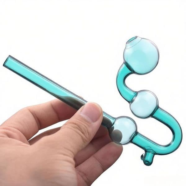 Colorful Travel U Style Cuved Glass oIl burner Pipe Thick heady Snake Shape hand straw pipes With 3 Balls for Smoking Pipes wth balance dot