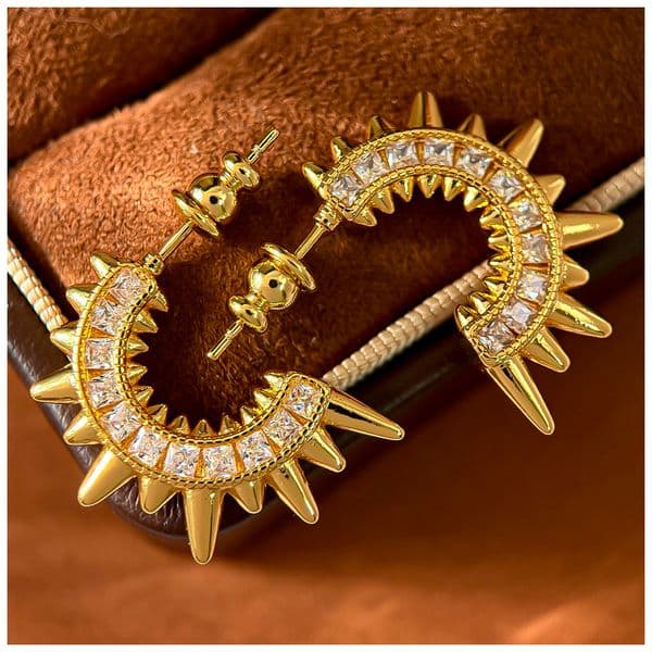 Designer Earrings Designer Earrings Women Delicate Unique Square Zircon Earring Half Hoop C Shape Sunray Star Pave Earrings Luxury Jewlery Designer for Women