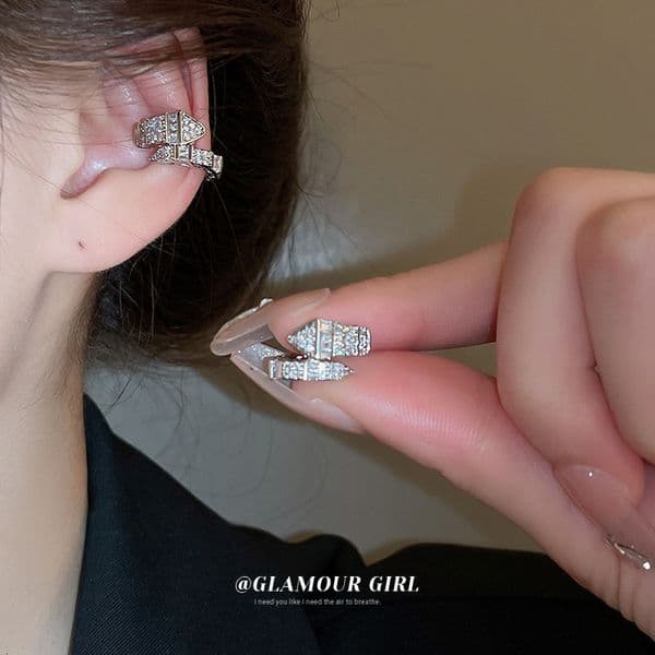 designer earrings Snake-Shaped C-Shaped Zircon Ear Clip Niche Creative Non-Pierced Ear Cuff Elegant Light Luxury High-End Feel Ear Jewelry Wholesale For Women