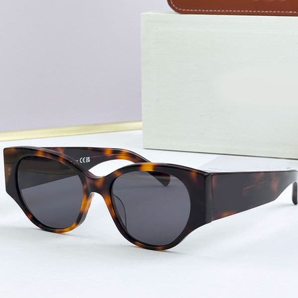 French retro oval sunnies 40328 male female designers tortoiseshell board thick frame mirror anti UV gray lens Y2K wind driving and play all around model with the box