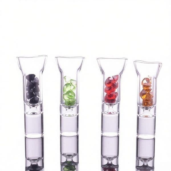 Colorful Mini Cigarette Filter Pipe Glass Cigarette Tips Flat Mouth with Colored Small Diamonds for Smoking Glass Bong Rolling paper