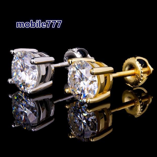 Hot Sale Fashion Moissanite Screw Back Stud Earrings 4-8mm S925 Silver Round Cut D Color VVS1 Moissanite Earrings for Women Men Fine Jewelry Wedding Gift
