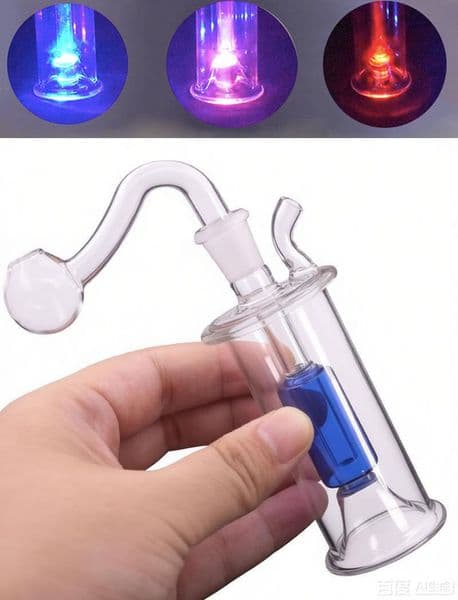 Wholesale Travel Cheap MINI LED luminous Hookah Smoking Pipe Smoke Shisha Glass Oil Burner Pipes Ash Catchers Percolater Bubbler Tobacco with banger bowl Set