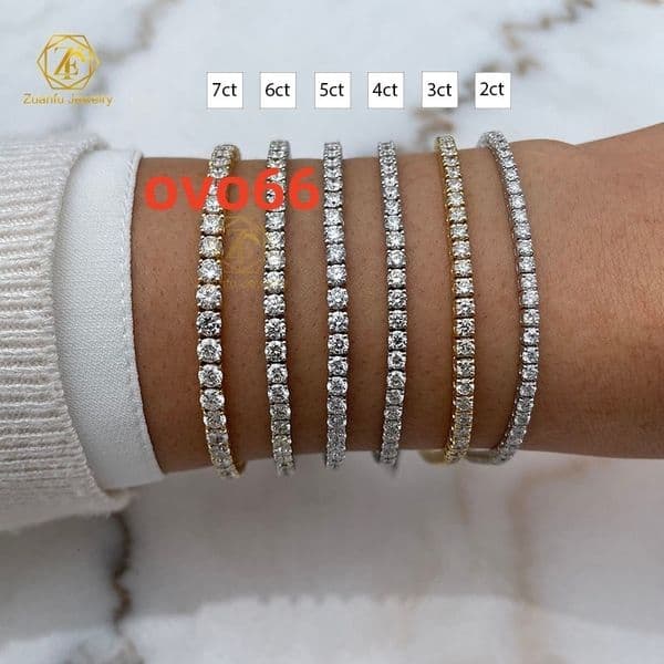 High Quality Iced Out D Color Lab Diamond Tennis Bracelet 10k 14k Gold 2MM-4MM Diamonds White/Rose Gold Necklace Chain