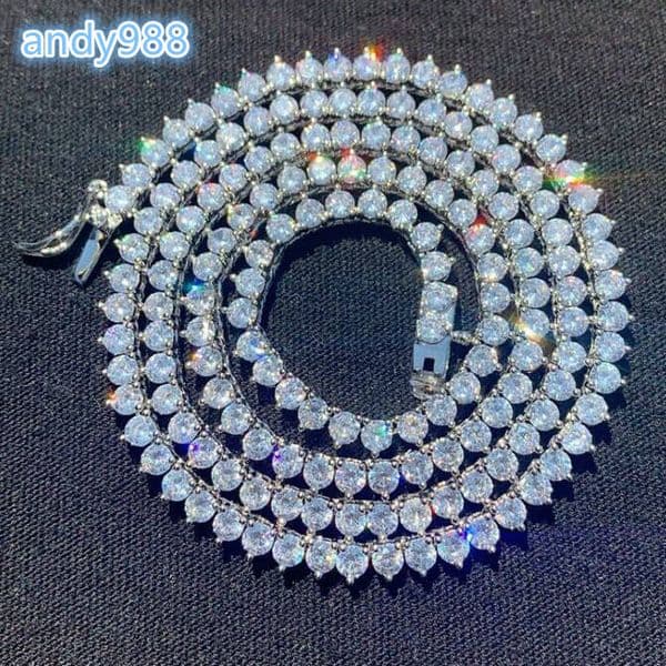White Gold 3 Prong Tennis Chain 16 18 Hip Hop Bling Jewelry Iced Ruby Tennis Necklace Fashionable Choker