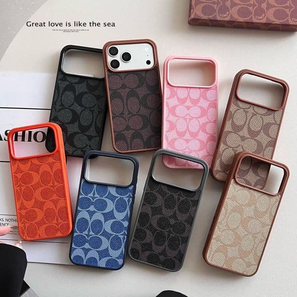 New high end niche C pattern leather phone case suitable Apple 17 Max full protection and anti drop for 15 Pro cross border