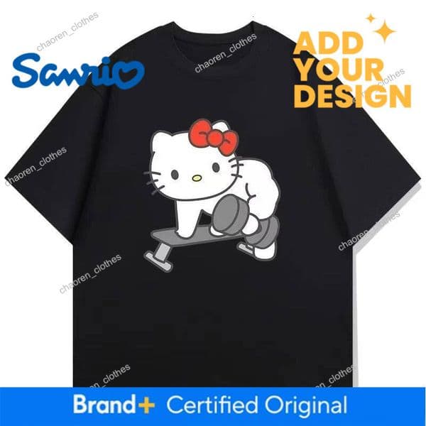 Cotton Breathable Children's T-Shirt 2026 Summer New Fitness Hello Kitty Cartoon Printed Casual Parent Child Short Sleeve Luxury Goods