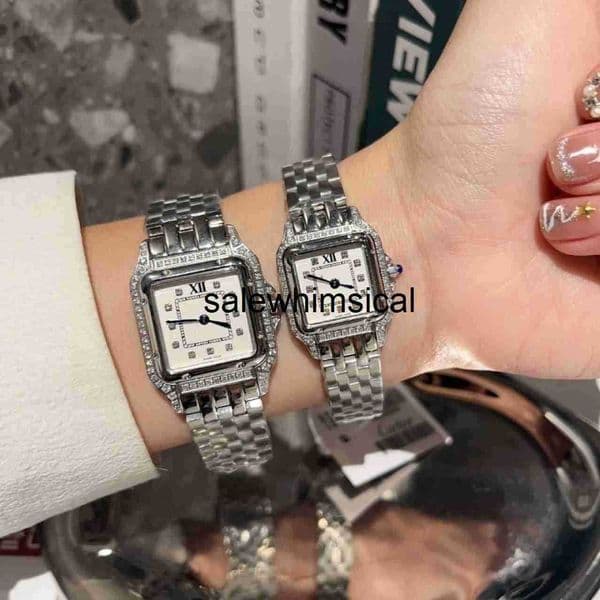 Brand C Designer watch Tank diamond-encrusted cheetah small watch fashionable and versatile tank small square quartz womens watch with butterfly clasp WJRF
