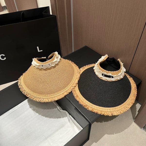 Hats Designers Women Designer Beach Hat Summer Empty Top Sun Visor Straw Hat Caps Outdoor Adjustable Casual Luxury Beach Sunhat
