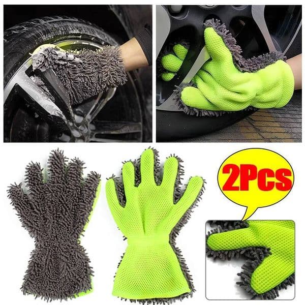 Hot Washing Double Sided Microfiber Five-Finger Cleaning Gloves Multifunction Car Motorbike Tire Detail Clean Tool ddmythur