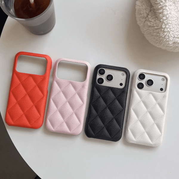 Luxury Quilted Leather Phone Case Shockproof Protective Cover For iPhone