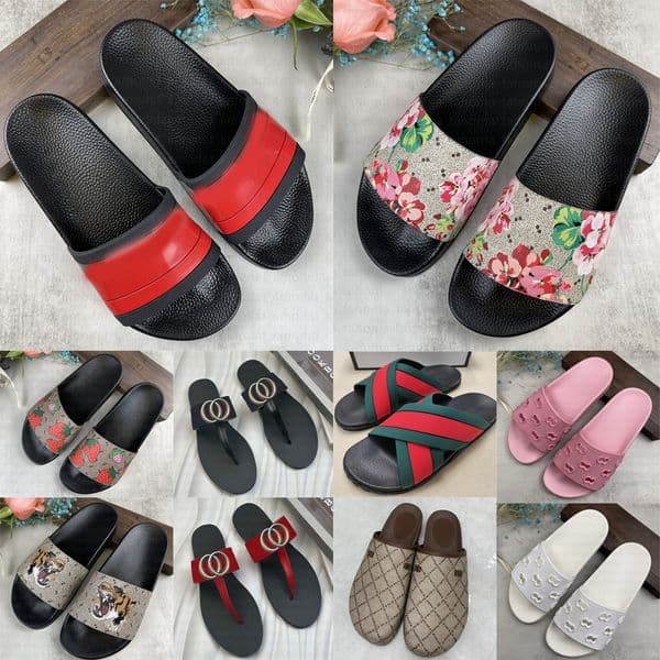 With box Slides Designer Sandals for Womens Mens Flat Slippers Slider flip flop girls Summer Fashion Shoes black white pink red blue Woman men Web Slider Sandal