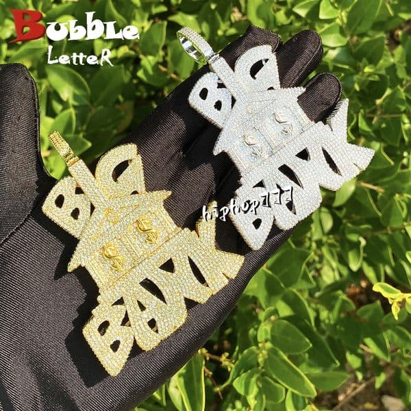 Personalized Hip-Hop Big Bank Pendant 925 silver Inlaid moissanite Personalized Ins Style Versatile Trendy Pendant Jewelry
