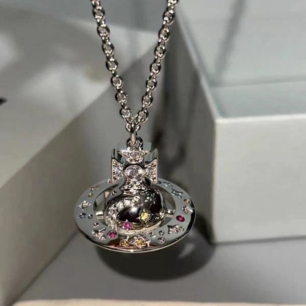 Necklace Jewerly Designer Vivienme Vivianes Westwod Vivine Necklace For Woman Man Jewerly Star Moon Myth Orb Necklace UFO 3D Saturn Pendant Sweater Chain