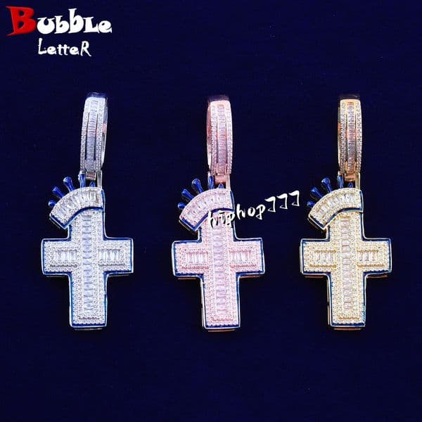 Hip Hop Crown Cross Pendant Necklace for Men and Women Real 925 silver moissanite moissaniteia Hip Hop Jewelry