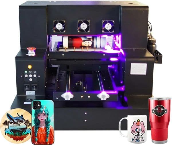 SIHAO A3 Multifunction UV Printer A3L805, 1440x1440 DPI Resolution, for Bottles, Wood, PVC, and Tablets, Includes Rotation Axis.