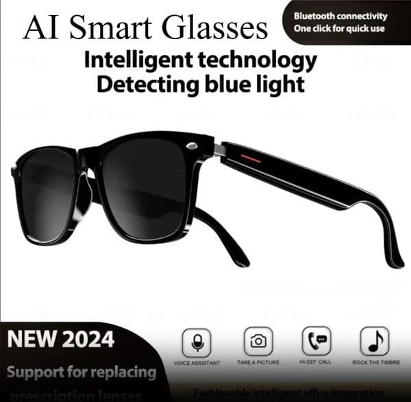 NEW AI Smart Glasses Smart Music Sunglasses Earphones Wireless Bluetooth Headset HIFI Sound Headphone Driving Glasses Hands-free Call