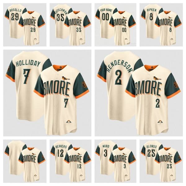 MLB Orioles Jackson Holliday Adley Rutschman Gunnar Henderson Taylor Ward Samuel Basallo Dylan Beavers Pete Alonso Natural 2026 City Connect Baseball Jersey