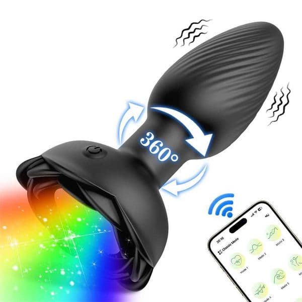 APP Sex Toy 360 Rotation Anal Plug for Men Women Vibrating Butt Plug with LED Light Male Prostate Massager Adult Products