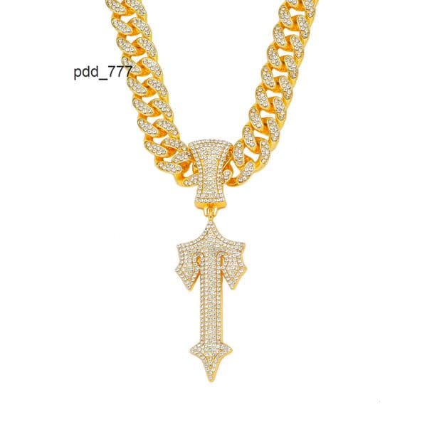 New Sword Full Diamond Pendant Hip-Hop Necklace 3D Moissanite Hip-Hop Jewelry Trendy Mens Necklace