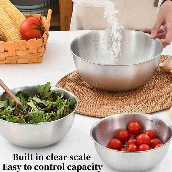 Stainless Steel Salad Bowls Egg Flour Mixing Basin Fruit Vegetable Noodle Container for Kitchen Tableware Baking Tool 17/19/21/23/25CM