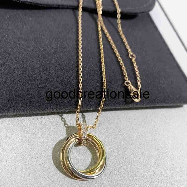 Designer Brand C style Necklace three-color ring necklace shiny and interlocking rings high-end jewelry for girls
