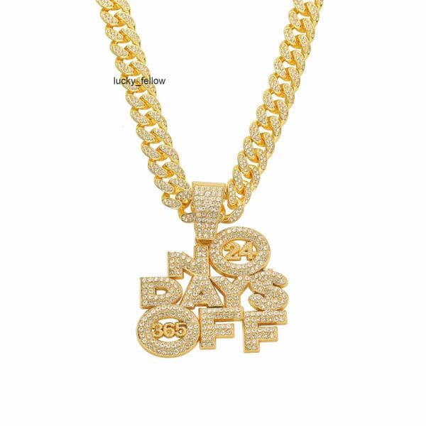 Exaggerated Full Diamond Letter Pendant Necklace Jewelry Trendy Mens Cuban Chain Clavicle Chain Accessory