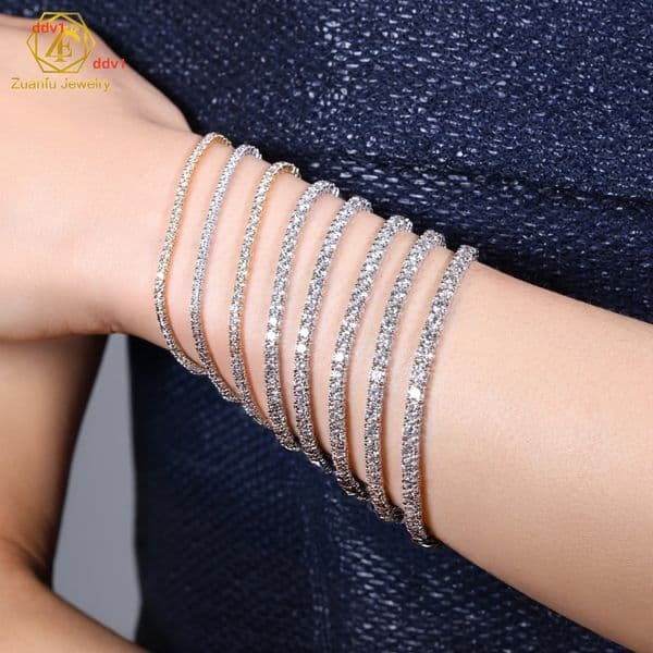 Thick Plated 925 Silver Lab Diamond Chain Tennis Bracelet Lab Grown Diamond Jewelry Tennis Chain Necklace CVD IGI Certified
