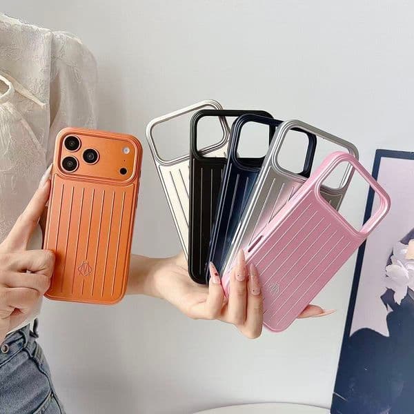 NEWEST High-quality 3D Corrugated Stripe Stylish Business Luggage Phone Case for iPhone 17 Pro Max 16 Pro 15 14 13 Case RIW Suitcase Cover Hard Shockproof Bumper Funda