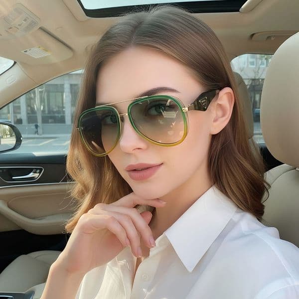 New fashion high-end aviator retro double-bridge driving sunglasses, versatile men's sunglasses