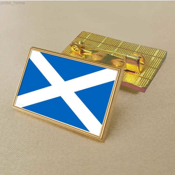 Party Scottish Flag Brooch 2515cm Zinc Die-cast Pvc Colour Coated Gold Rectangular Medallion Badge Without Added Resin