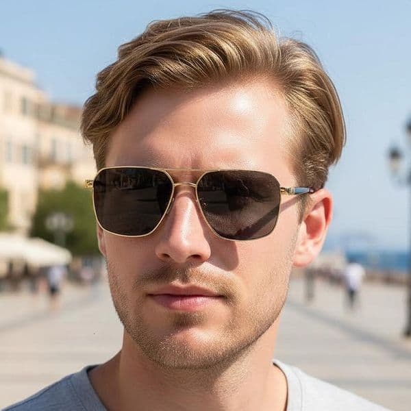 Fashionable Korean-style new double-bridge retro unique versatile, street style aviator sunglasses, trendy eyewear for men and women