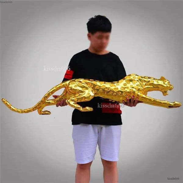 New Modern Abstract Gold Leopard Sculpture Geometric Leopard Statue Wildlife Decoration Gift Craftsmanship Decoration Accessories Furniture