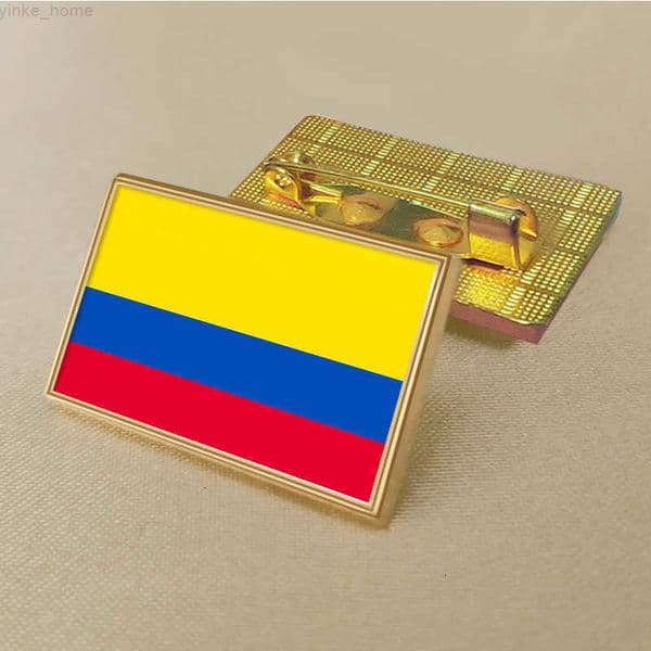 Party Colombia Flag Pin 2515cm Zinc Die-cast Pvc Colour Coated Gold Rectangular Medallion Badge Without Added Resin