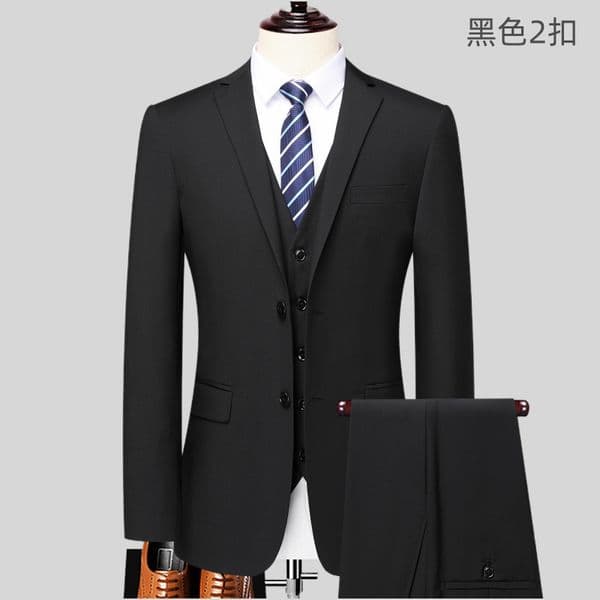 New Mens Suit Professional Blazer Suit for Men Office Work Professional Wear Black Navy Gray Two-Button Formal Trousers