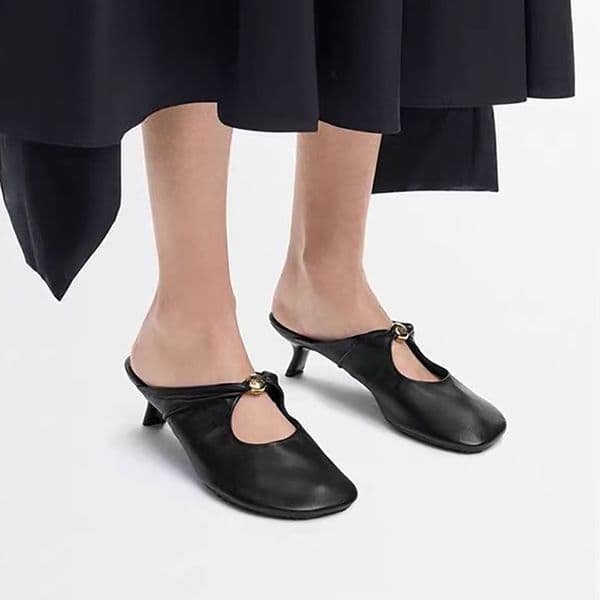 Women's 45mm kitten heel slippers slides mules Genuine Leather Mueller sandals luxury designer slippers factory footwear 34-43 with box
